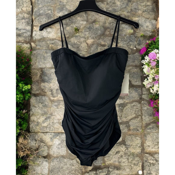 NWT CALIA Tummy Control Women's Bandeau One Piece Swimsuit Ruched Black Size 12 - Picture 11 of 11